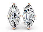 Marquise Cut Moissanite Stud Earrings in Rose gold with Basket Setting
