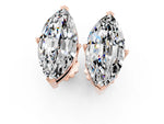Marquise Cut Moissanite Stud Earrings in Rose gold with Basket Setting_1