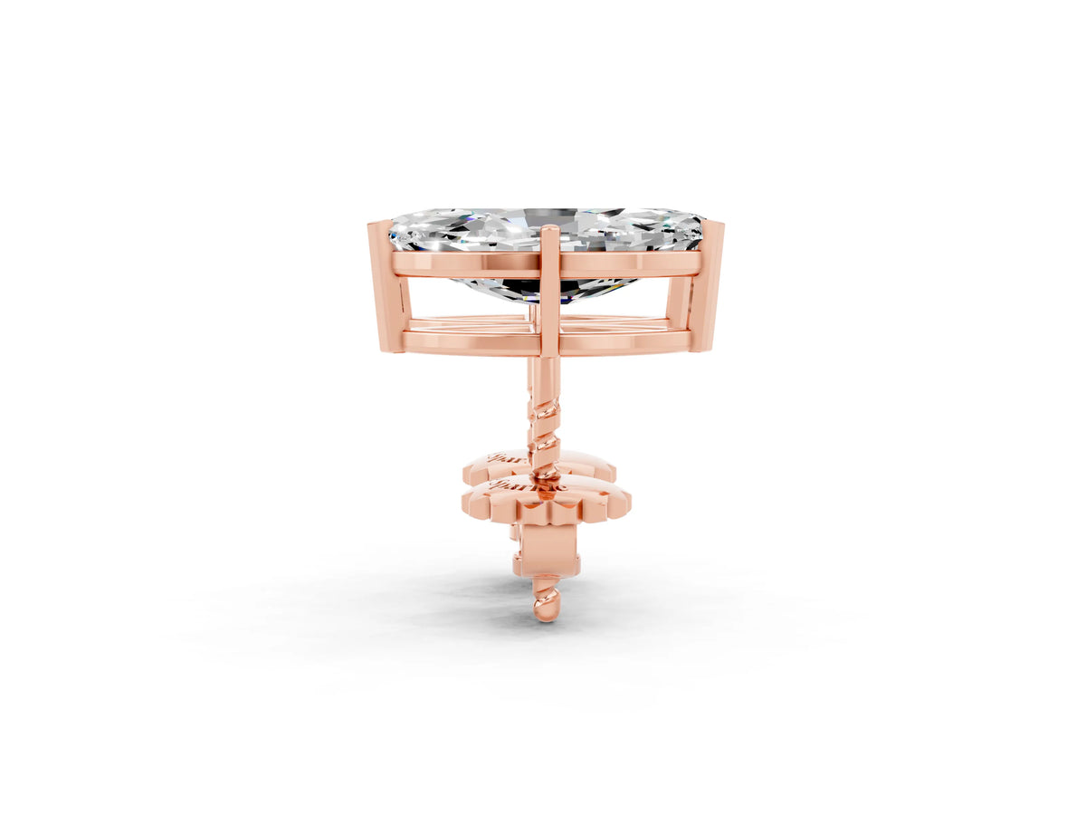 Marquise Cut Moissanite Stud Earrings in Rose gold with Basket Setting_2