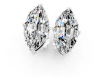 Marquise Cut Moissanite Stud Earrings in White gold with Basket Setting_1
