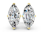 Marquise Cut Moissanite Stud Earrings in Yellow gold with Basket Setting