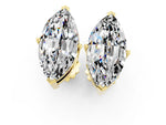 Marquise Cut Moissanite Stud Earrings in Yellow gold with Basket Setting_1
