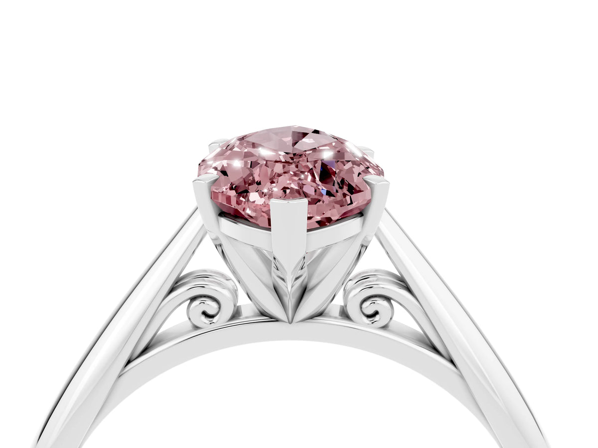 Marquise Cut Morganite Cathedral Solitaire Engagement Ring in Silver with Prong Setting_4