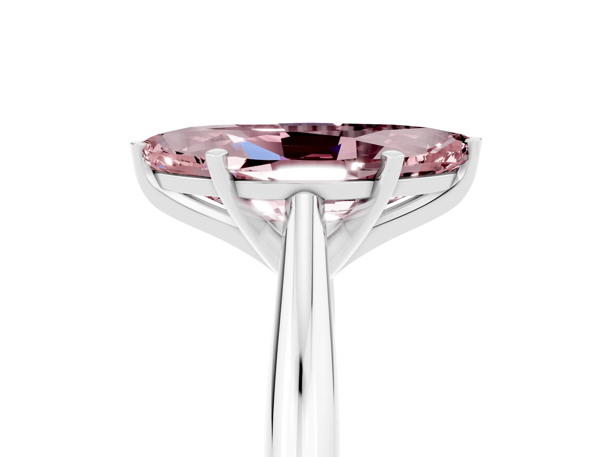 Marquise Cut Morganite Cathedral Solitaire Engagement Ring in Silver with Prong Setting_5