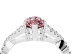 Marquise Cut Morganite Solitaire Ring in Platinum with Interwoven Pavé Band and Prong Setting_10