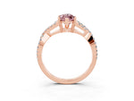 Marquise Cut Morganite Solitaire Ring in Rose gold with Interwoven Pavé Band and Prong Setting_3