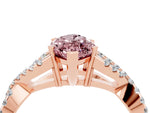 Marquise Cut Morganite Solitaire Ring in Rose gold with Interwoven Pavé Band and Prong Setting_4