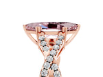 Marquise Cut Morganite Solitaire Ring in Rose gold with Interwoven Pavé Band and Prong Setting_5