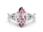 Marquise Cut Morganite Solitaire Ring in Silver with Interwoven Pavé Band and Prong Setting_6
