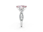 Marquise Cut Morganite Solitaire Ring in Silver with Interwoven Pavé Band and Prong Setting_8