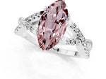 Marquise Cut Morganite Solitaire Ring in White gold with Interwoven Pavé Band and Prong Setting_1