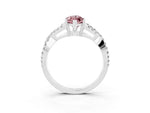 Marquise Cut Morganite Solitaire Ring in White gold with Interwoven Pavé Band and Prong Setting_3