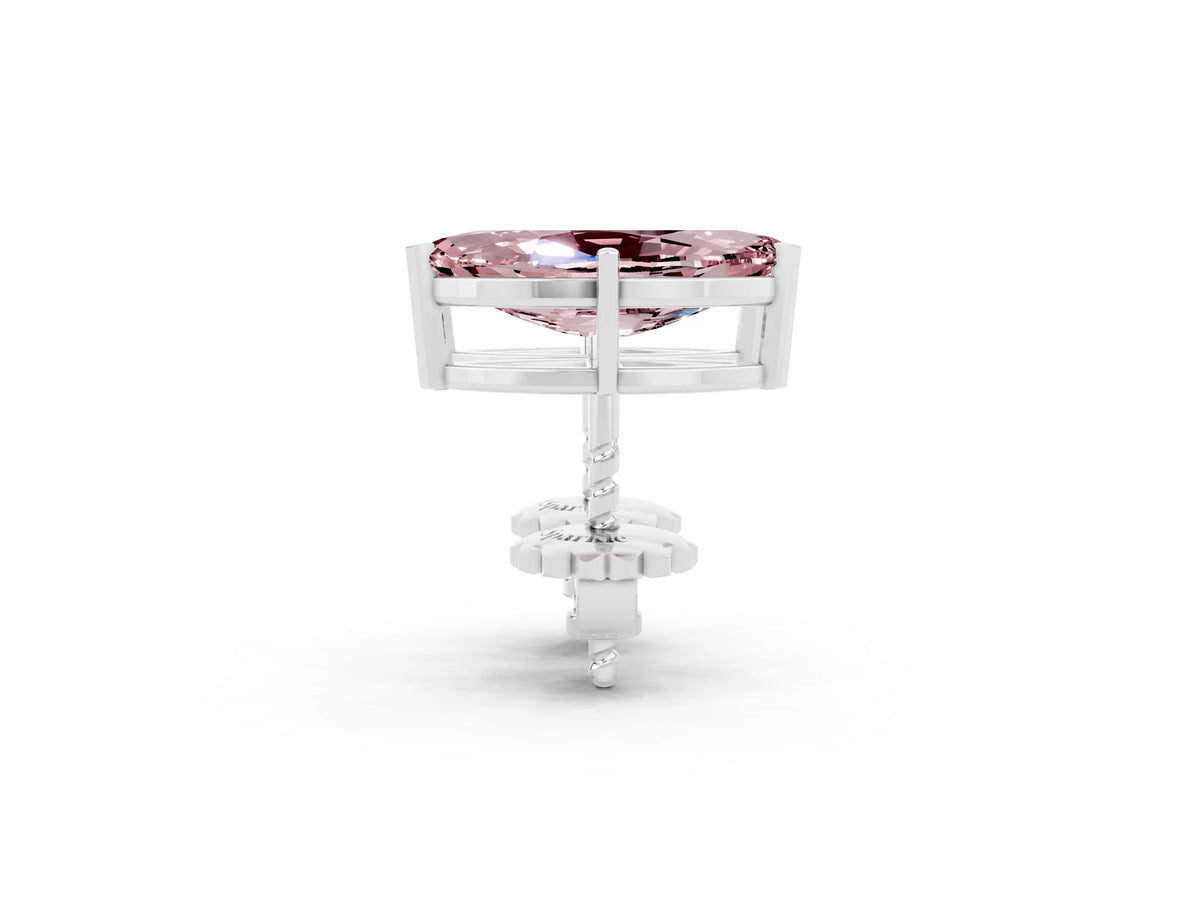 Marquise Cut Morganite Stud Earrings in White gold with Basket Setting_2