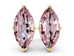 Marquise Cut Morganite Stud Earrings in Yellow gold with Basket Setting