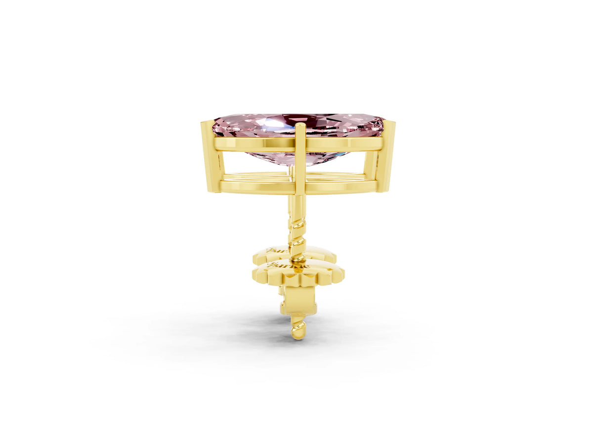 Marquise Cut Morganite Stud Earrings in Yellow gold with Basket Setting_2