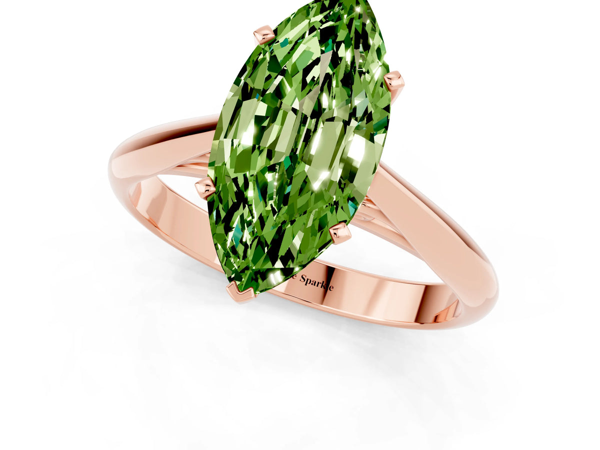Marquise Cut Peridot Cathedral Solitaire Engagement Ring in Rose gold with Prong Setting_1
