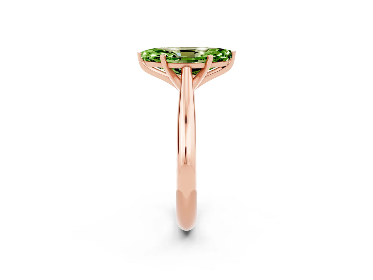 Marquise Cut Peridot Cathedral Solitaire Engagement Ring in Rose gold with Prong Setting_2
