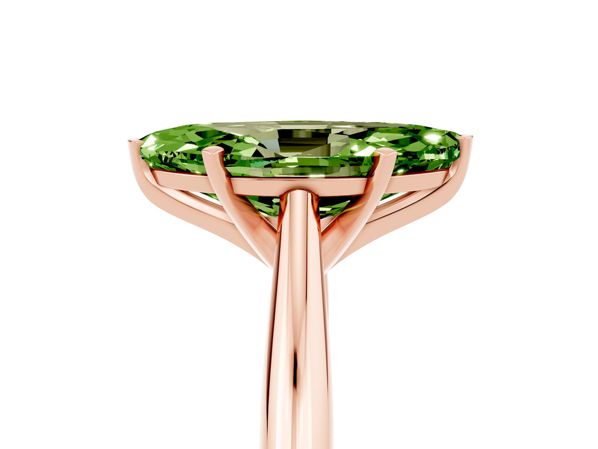 Marquise Cut Peridot Cathedral Solitaire Engagement Ring in Rose gold with Prong Setting_5