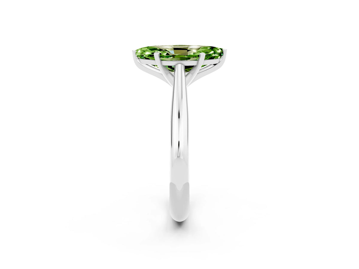 Marquise Cut Peridot Cathedral Solitaire Engagement Ring in White gold with Prong Setting_2