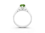 Marquise Cut Peridot Cathedral Solitaire Engagement Ring in White gold with Prong Setting_3