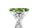 Marquise Cut Peridot Solitaire Ring in Platinum with Interwoven Pavé Band and Prong Setting_11