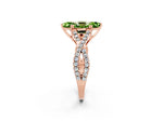Marquise Cut Peridot Solitaire Ring in Rose gold with Interwoven Pavé Band and Prong Setting_2