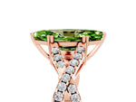 Marquise Cut Peridot Solitaire Ring in Rose gold with Interwoven Pavé Band and Prong Setting_5