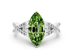 Marquise Cut Peridot Solitaire Ring in Silver with Interwoven Pavé Band and Prong Setting_6