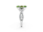 Marquise Cut Peridot Solitaire Ring in Silver with Interwoven Pavé Band and Prong Setting_8