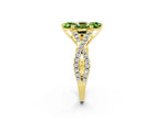 Marquise Cut Peridot Solitaire Ring in Yellow gold with Interwoven Pavé Band and Prong Setting_2