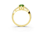 Marquise Cut Peridot Solitaire Ring in Yellow gold with Interwoven Pavé Band and Prong Setting_3