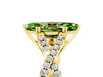 Marquise Cut Peridot Solitaire Ring in Yellow gold with Interwoven Pavé Band and Prong Setting_5