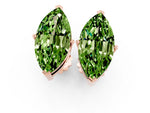 Marquise Cut Peridot Stud Earrings in Rose gold with Basket Setting_1
