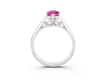 Marquise Cut Pink Sapphire Cathedral Solitaire Engagement Ring in Platinum with Prong Setting_3