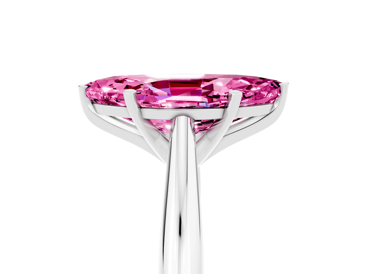 Marquise Cut Pink Sapphire Cathedral Solitaire Engagement Ring in Platinum with Prong Setting_5