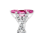 Marquise Cut Pink Sapphire Solitaire Ring in Platinum with Interwoven Pavé Band and Prong Setting_11