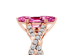 Marquise Cut Pink Sapphire Solitaire Ring in Rose gold with Interwoven Pavé Band and Prong Setting_5