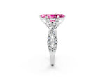 Marquise Cut Pink Sapphire Solitaire Ring in White gold with Interwoven Pavé Band and Prong Setting_2