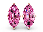 Marquise Cut Pink Sapphire Stud Earrings in Rose gold with Basket Setting