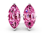 Marquise Cut Pink Sapphire Stud Earrings in White gold with Basket Setting