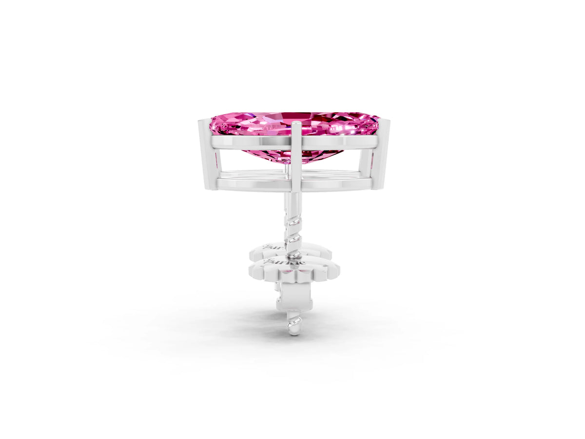 Marquise Cut Pink Sapphire Stud Earrings in White gold with Basket Setting_2