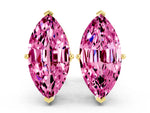 Marquise Cut Pink Sapphire Stud Earrings in Yellow gold with Basket Setting