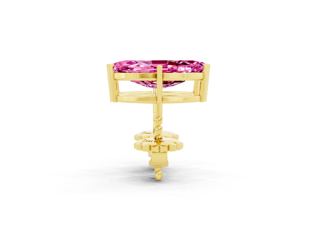 Marquise Cut Pink Sapphire Stud Earrings in Yellow gold with Basket Setting_2