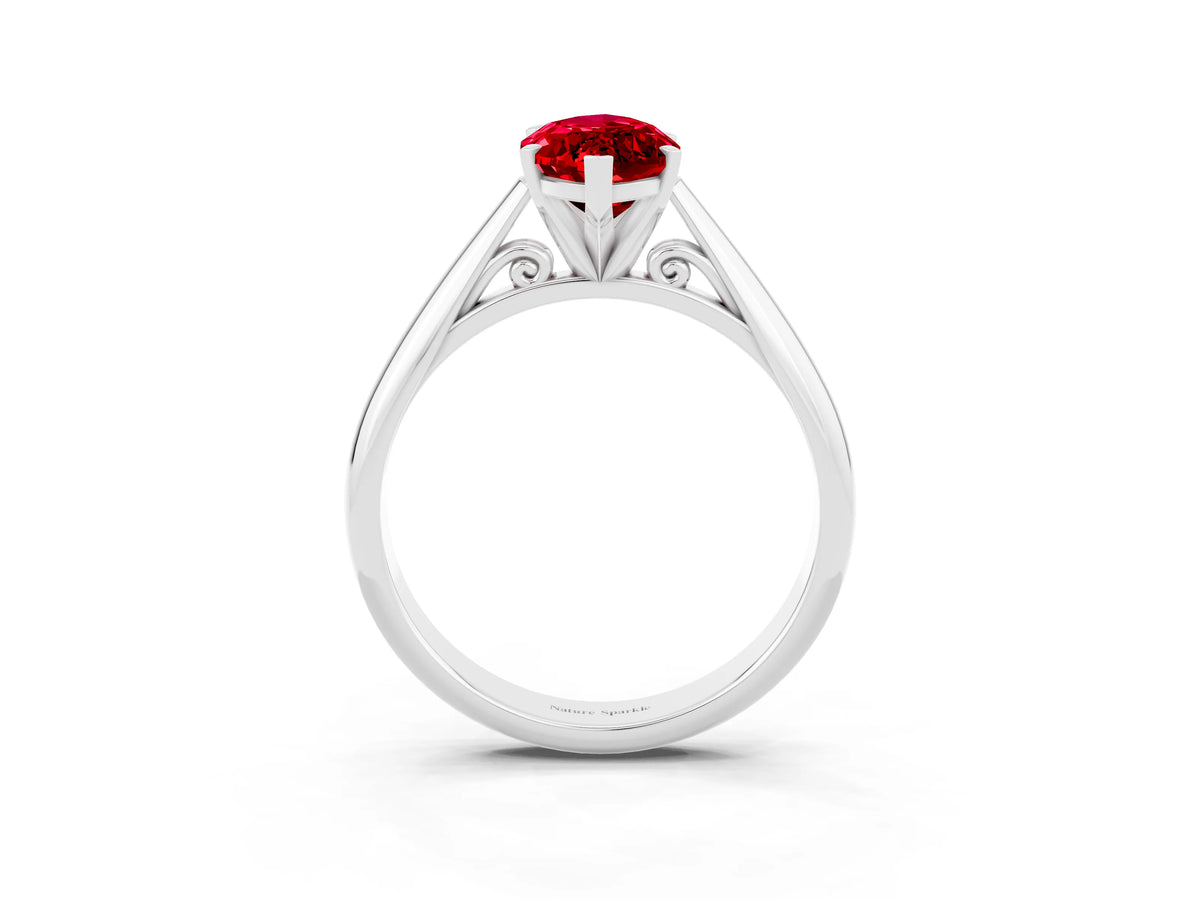 Marquise Cut Ruby Cathedral Solitaire Engagement Ring in Platinum with Prong Setting_3