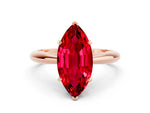 Marquise Cut Ruby Cathedral Solitaire Engagement Ring in Rose gold with Prong Setting
