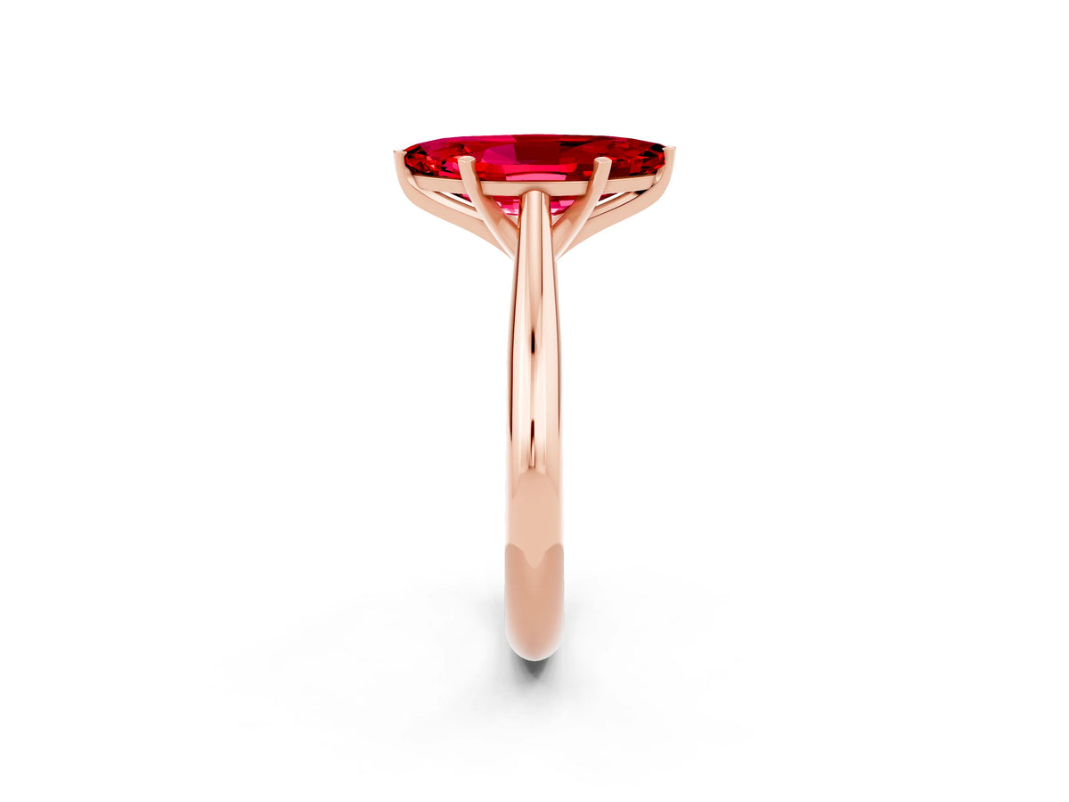 Marquise Cut Ruby Cathedral Solitaire Engagement Ring in Rose gold with Prong Setting_2
