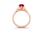 Marquise Cut Ruby Cathedral Solitaire Engagement Ring in Rose gold with Prong Setting_3