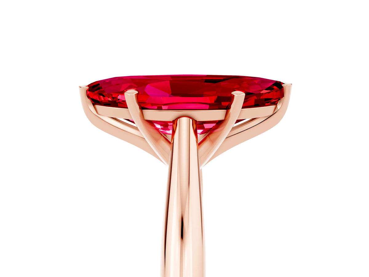 Marquise Cut Ruby Cathedral Solitaire Engagement Ring in Rose gold with Prong Setting_5