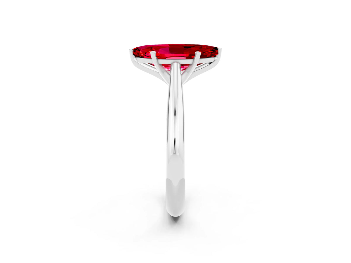 Marquise Cut Ruby Cathedral Solitaire Engagement Ring in Silver with Prong Setting_2