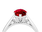 Marquise Cut Ruby Cathedral Solitaire Engagement Ring in White gold with Prong Setting_4